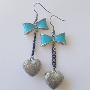 Handmade Dangle Earrings with Bows and Hearts!